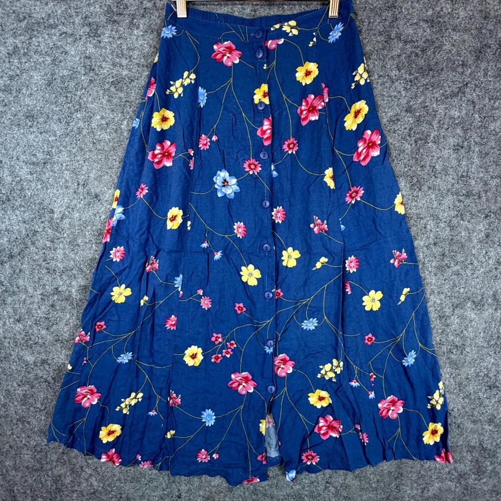 Vintage Bentley Skirt Womens Small Navy Blue Cottagecore Garden Girl Y2K Boho